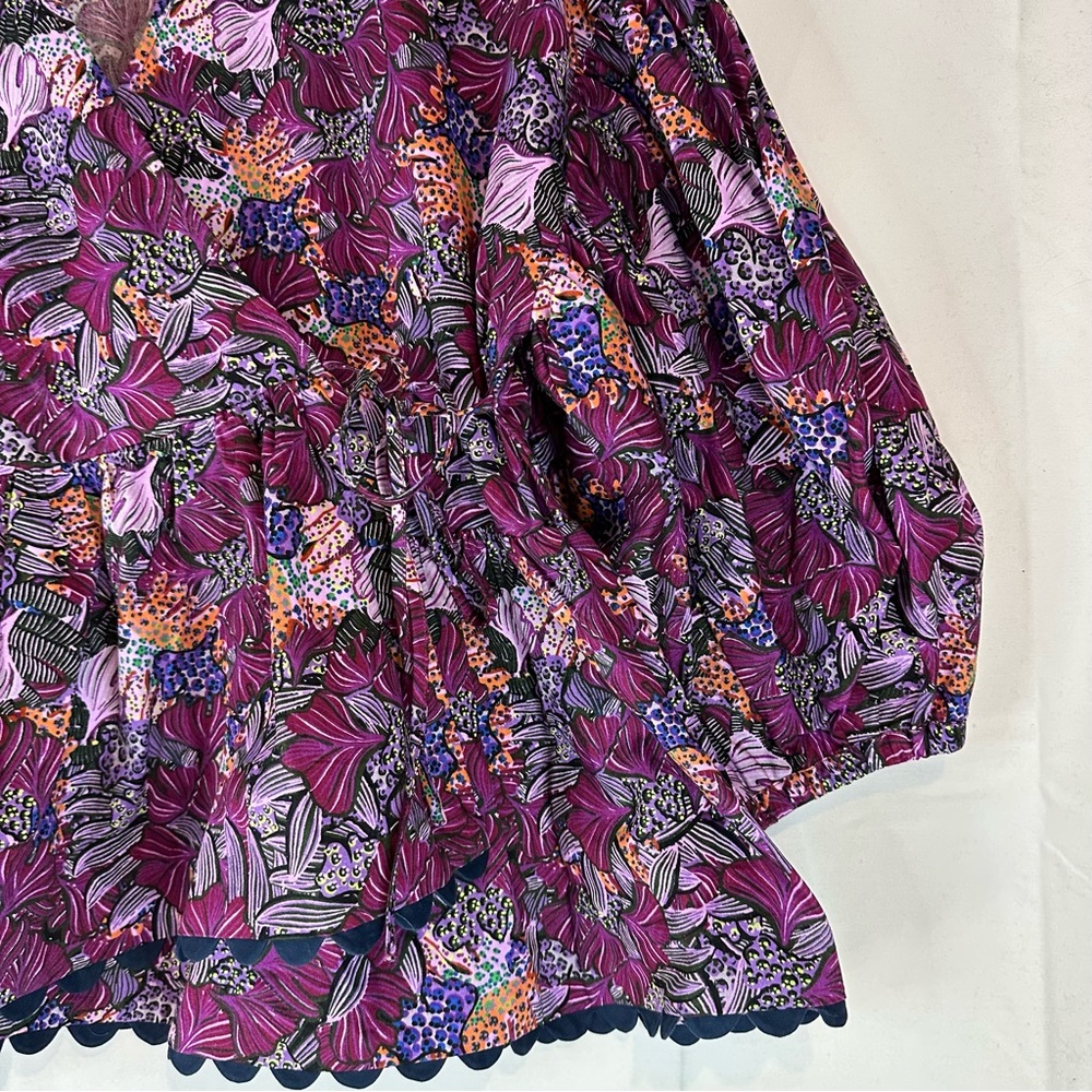 KIKA VARGAS Women’s Size XL Top Blouse Wrap Style Peplum Floral Purple NWT - Picture 5 of 16